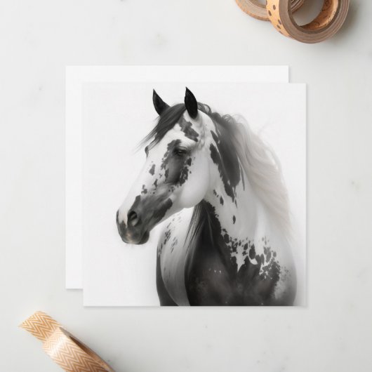 Pferdedarstellung Mitteilungskarte (Vorderseite/Rückseite Beispiel)