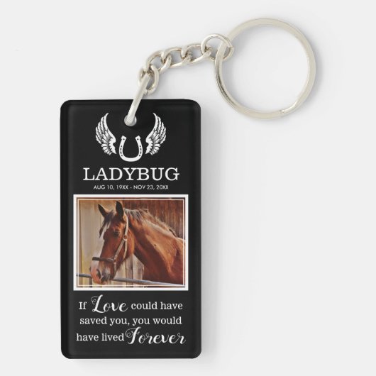 Pferdedenkmal - im Love Memory Foto Schlüsselanhänger (Rückseite)