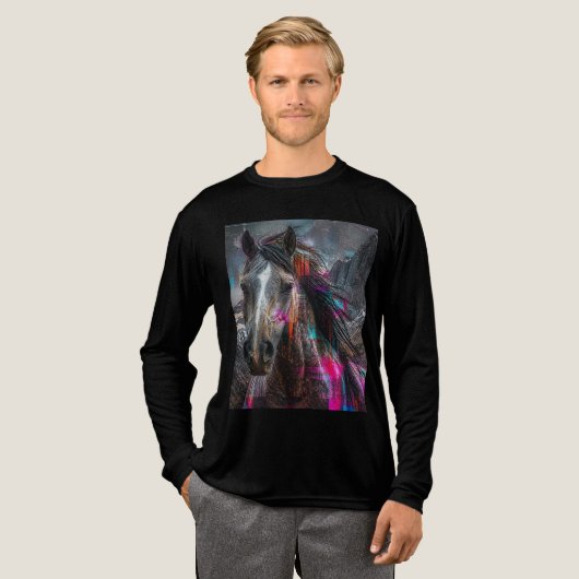 Pferdedesign Tri-Blend Shirt (Volle Vorderseite)