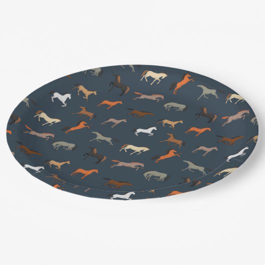 Pferdedruckmuster, Jungen Mädchen & Kinder, Pferde Pappteller (Schrägansicht)