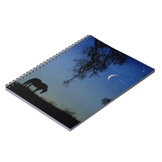Pferdeeiche Tree and Moon Whimsical Notebook Notizblock (Linke Seite)