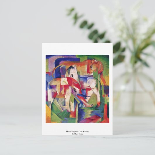 Pferdeelephant Kuh Winter by Marc Franz Postkarte (Stehend Vorderseite)