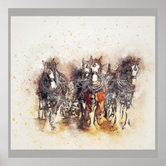 Pferdeentwurf, Clydesdales Artwork Foto Poster
