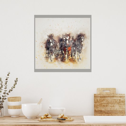 Pferdeentwurf, Clydesdales Artwork Foto Poster (Küche)