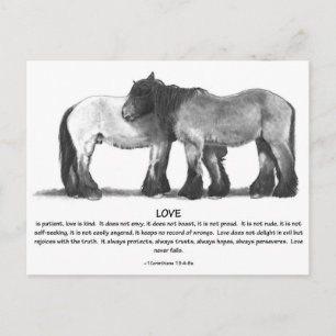 Pferdeentwurf im Stift: Bibelverse über LIEBE Postkarte