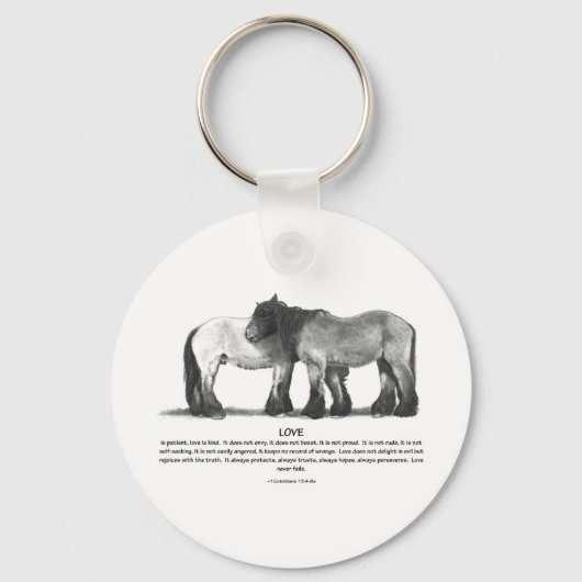 Pferdeentwurf im Stift: Bibelverse über LIEBE Schlüsselanhänger (Vorderseite)