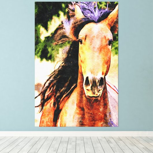 *~* PferdeEquine AR22 Black Mane Art Canvas Print Leinwanddruck (Insitu (Holzboden))