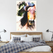 *~* PferdeEquine AR22 Black Mane Wall Canvas Print Leinwanddruck (Insitu (Schlafzimmer))