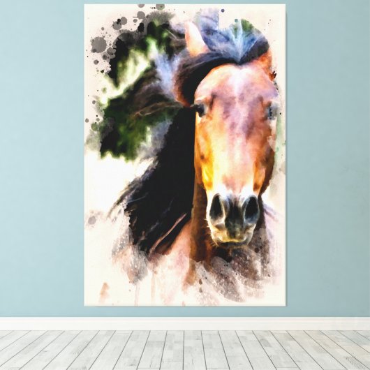 *~* PferdeEquine AR22 Black Mane Wall Canvas Print Leinwanddruck (Insitu (Holzboden))