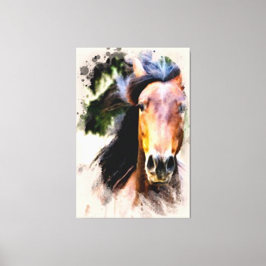 *~* PferdeEquine AR22 Black Mane Wall Canvas Print Leinwanddruck (Vorderseite)