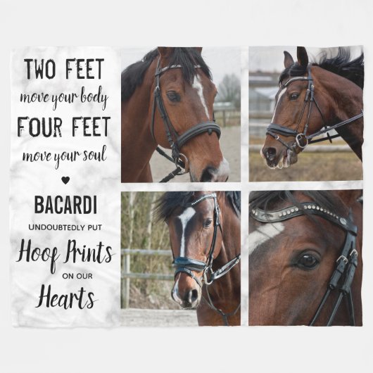 Pferdeerinnern Pferdezucht-FotoCollage halten Fleecedecke (Vorderseite (Horizontal))