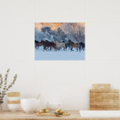 Pferdefahrt im Winter auf der Hideout Ranch Poster (Küche)