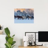 Pferdefahrt im Winter auf der Hideout Ranch Poster (Heimbüro)