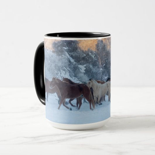 Pferdefahrt im Winter auf der Hideout Ranch Tasse (Vorderseite Links)