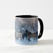 Pferdefahrt im Winter auf der Hideout Ranch Tasse (VorderseiteRechts)