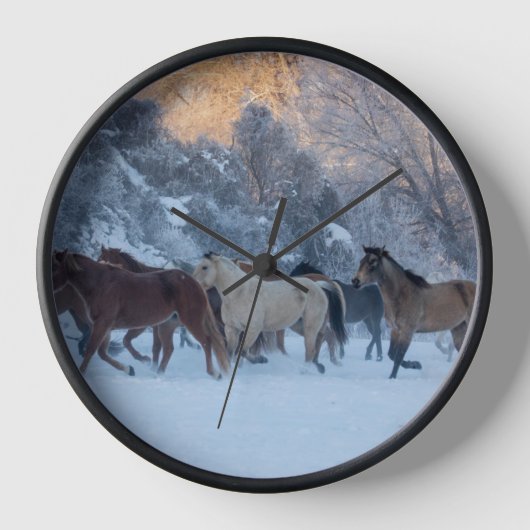 Pferdefahrt im Winter auf der Hideout Ranch Uhr (Vorderseite)