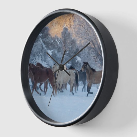 Pferdefahrt im Winter auf der Hideout Ranch Uhr (Winkel)