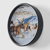 Pferdefahrt im Winter auf der Hideout Ranch Uhr (Winkel)