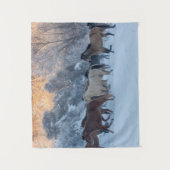 Pferdefahrt im Winter auf der Hideout Ranch Wandteppich (Vorderseite)