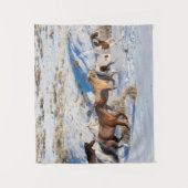 Pferdefahrt im Winter auf der Hideout Ranch Wandteppich (Vorderseite)