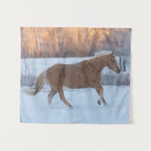 Pferdefahrt im Winter auf der Hideout Ranch Wandteppich (Vorderseite (Horizontal))