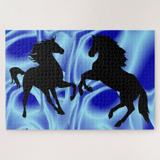 Pferdefamilie Puzzle Blue Fantasy (Horizontal)