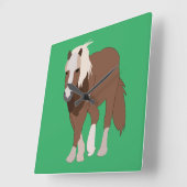 Pferdefarm Quadratische Wanduhr (Winkel)