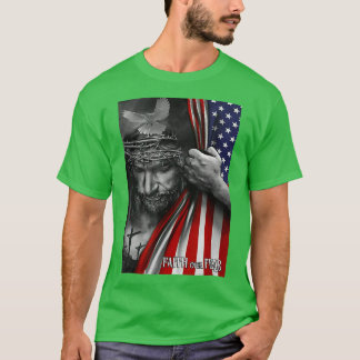 Pferdefieber über Angst Jesus American Flag Patrio T-Shirt