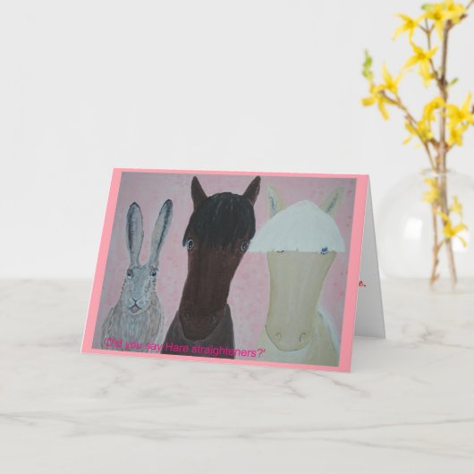 Pferdeflüster. Hare Straighteners.Geburtstag. Karte (Gelbe Blume)