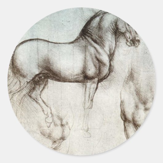Pferdeforschung - Leonardo da Vinci Runder Aufkleber (Vorderseite)