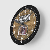 Pferdefreund 1 Foto Schwarz-weiß rustikal Runde Wanduhr (Winkel)