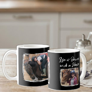Pferdefreund 2 Foto weiß schwarz Kaffeetasse