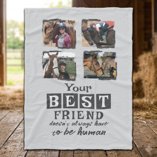 Pferdefreund 4 Foto bester Freund grau Fleecedecke