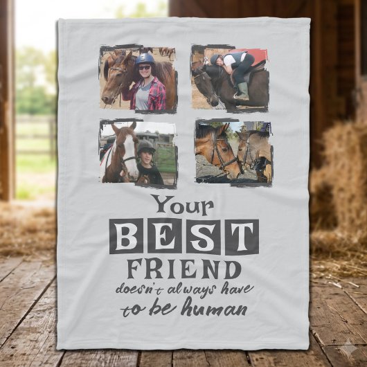 Pferdefreund 4 Foto bester Freund grau Fleecedecke