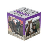 Pferdefreund 4 Foto rustikal grau lila Würfel (Rückseite Schrägansicht)