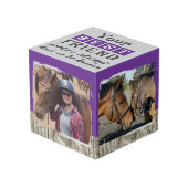 Pferdefreund 4 Foto rustikal grau lila Würfel (Vorderseite Schrägansicht)