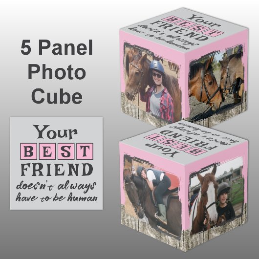 Pferdefreund 4 Foto rustikal grau pink Würfel