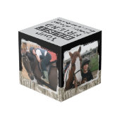 Pferdefreund 4 Foto rustikal grauschwarz Würfel (Rückseite Schrägansicht)