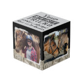 Pferdefreund 4 Foto rustikal grauschwarz Würfel (Vorderseite Schrägansicht)