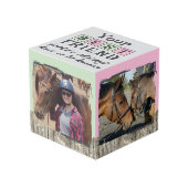 Pferdefreund 4 Foto rustikal grün Würfel (Vorderseite Schrägansicht)