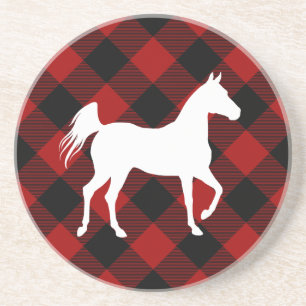 Pferdefreund Buffalo Plaid Farmhaus Getränkeuntersetzer