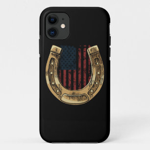 Pferdefreund Geschenk US-Flagge Glückshufeisen Case-Mate iPhone Hülle