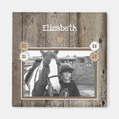 Pferdefreund mit Foto und Namen rustikal Magnet (Vorne)