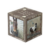 Pferdefreund mit Fotos und Zitaten rustikal Würfel (Rückseite Schrägansicht)