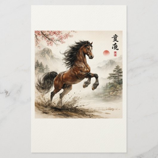 Pferdefreunde , chinesisch briefpapier (Vorderseite)