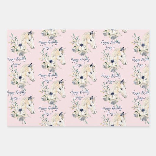 Pferdefreunde personalisiert geschenkpapier set (Vorderseite 2)