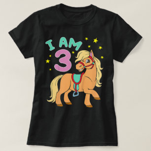 Pferdegeburtstag 3 Jahre Kleinkind Mädchen T-Shirt