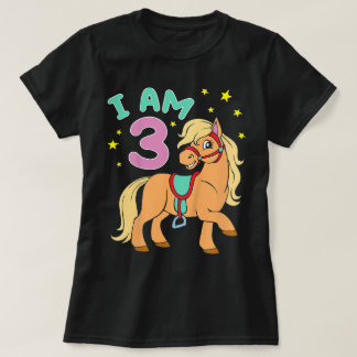 Pferdegeburtstag 3 Jahre Kleinkind Mädchen T-Shirt