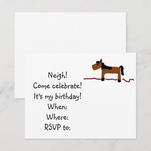 Pferdegeburtstags-Party Einladung (Vorne/Hinten)