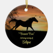 Pferdegedicht mit Individuelle Name und spirituell Keramik Ornament (Vorne)